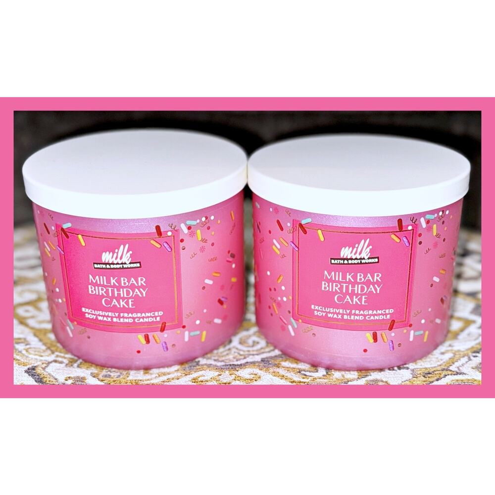 Lot of 2 Bath & Body Works Birthday Cake Milk Bar Large 3-Wick Candle 14.5oz